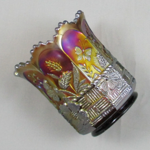 Antique Northwood Springtime Amethyst Carnival Glass Spooner