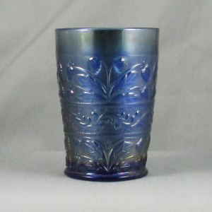 Antique Fenton Strawberry Scroll Blue Carnival Glass Tumbler