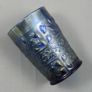 Antique Fenton Strawberry Scroll Blue Carnival Glass Tumbler
