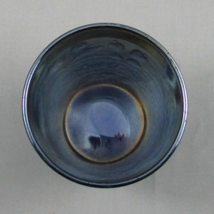 Antique Fenton Strawberry Scroll Blue Carnival Glass Tumbler