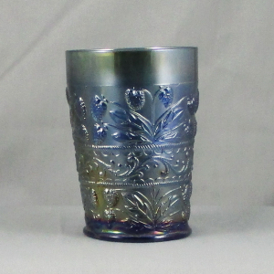 Antique Fenton Strawberry Scroll Blue Carnival Glass Tumbler