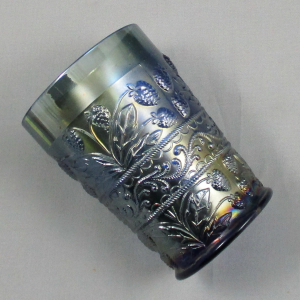 Antique Fenton Strawberry Scroll Blue Carnival Glass Tumbler