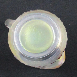 Antique Dugan Ice White Wreathed Cherry Carnival Glass Creamer Red Cherries