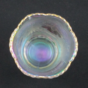 Antique Dugan Ice White Wreathed Cherry Carnival Glass Spooner Red Cherries