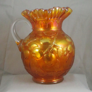 Antique Fenton Apple Tree Marigold Carnival Glass Water Pitcher