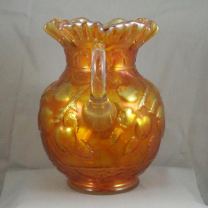 Antique Fenton Apple Tree Marigold Carnival Glass Water Pitcher