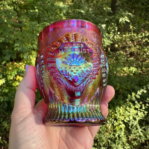 Fenton Red Beaded Shell Carnival Glass Mug Limited Edition for ACGA