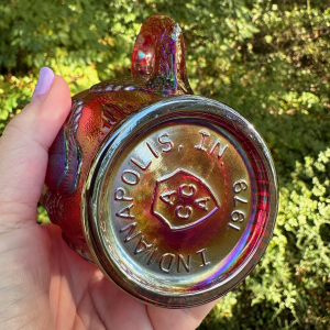 Fenton Red Beaded Shell Carnival Glass Mug Limited Edition for ACGA