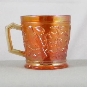 Antique Imperial Marigold Robin Carnival Glass Mug