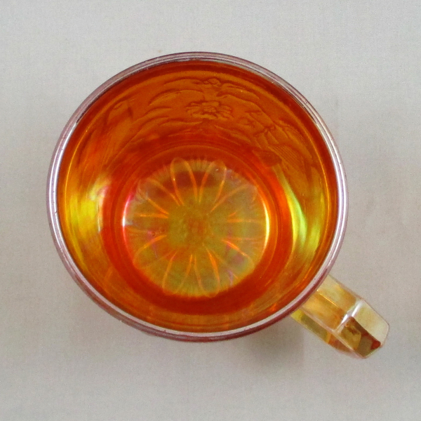 Antique Imperial Marigold Robin Carnival Glass Mug