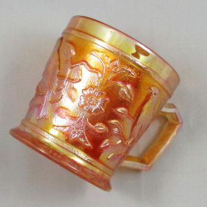 Antique Imperial Marigold Robin Carnival Glass Mug