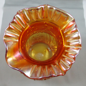 Antique Fenton Bouquet Marigold Carnival Glass Water Pitcher & Tumbler