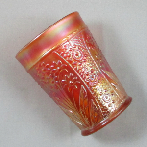 Antique Fenton Bouquet Marigold Carnival Glass Water Pitcher & Tumbler