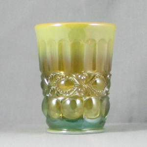 Mosser for Levay Aqua Opal Eyewinker Carnival Glass Tumbler
