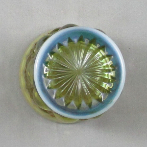 Mosser for Levay Aqua Opal Eyewinker Carnival Glass Tumbler