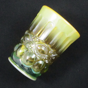 Mosser for Levay Aqua Opal Eyewinker Carnival Glass Tumbler