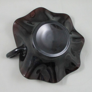 Antique Dugan Amethyst Holly Berry Carnival Glass Nappy Ring Handle Bowl