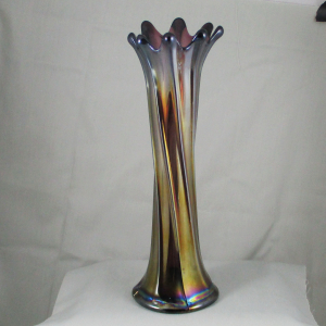 Antique Dugan Wide Rib Purple Carnival Glass Vase