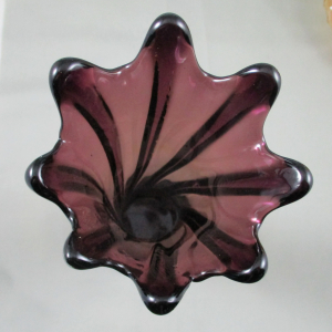 Antique Dugan Wide Rib Purple Carnival Glass Vase