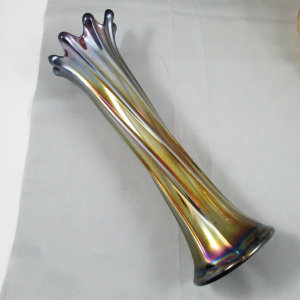 Antique Dugan Wide Rib Purple Carnival Glass Vase