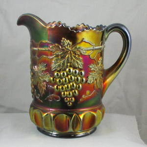 Antique Northwood Amethyst Grape & Cable Carnival Glass Water Set 1+6