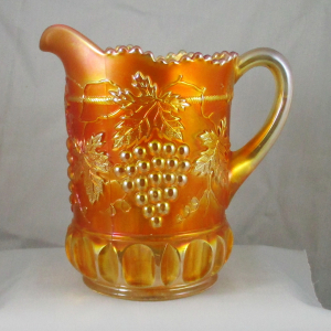 Antique Northwood Marigold Grape & Cable Carnival Glass Water Set 1+6