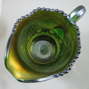 Antique Northwood Green Grape & Cable Carnival Glass Water Set 1+6