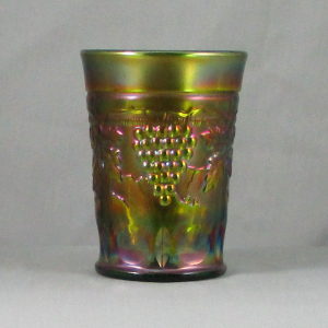 Antique Northwood Green Grape & Cable Carnival Glass Water Set 1+6