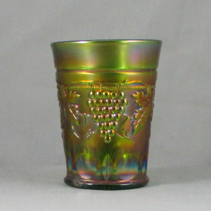 Antique Northwood Green Grape & Cable Carnival Glass Water Set 1+6