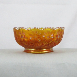 Antique US Glass Honey Amber Palm Beach Carnival Glass Sauce Bowl