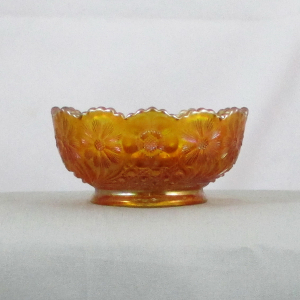 Antique US Glass Honey Amber Palm Beach Carnival Glass Sauce Bowl