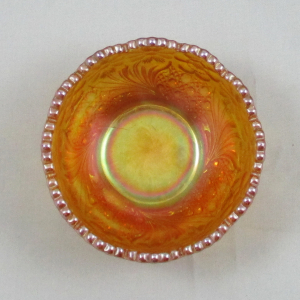 Antique US Glass Honey Amber Palm Beach Carnival Glass Sauce Bowl