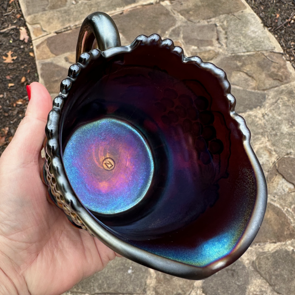 Antique Northwood Grape & Cable Amethyst Carnival Glass Creamer Cream Pitcher