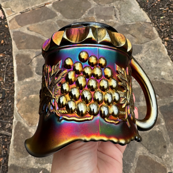 Antique Northwood Grape & Cable Amethyst Carnival Glass Creamer Cream Pitcher