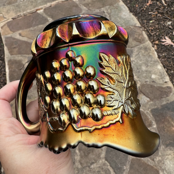 Antique Northwood Grape & Cable Amethyst Carnival Glass Creamer Cream Pitcher