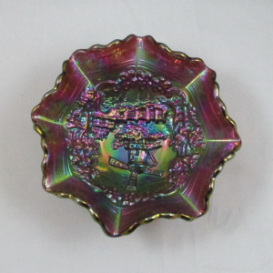 Antique Imperial Windmill Purple Carnival Glass Berry Bowl
