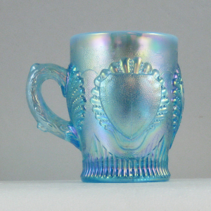 Fenton Ice Blue Opal Beaded Shell Carnival Glass Mug Limited Edition for ACGA