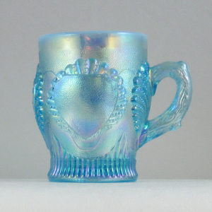 Fenton Ice Blue Opal Beaded Shell Carnival Glass Mug Limited Edition for ACGA