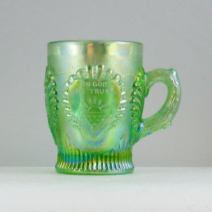 Fenton Ice Green Beaded Shell Carnival Glass Mug Limited Edition for ACGA