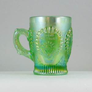 Fenton Ice Green Beaded Shell Carnival Glass Mug Limited Edition for ACGA