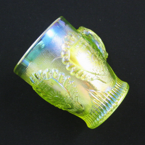 Fenton Vaseline Beaded Shell Carnival Glass Mug Limited Edition for ACGA