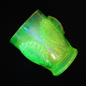 Fenton Vaseline Beaded Shell Carnival Glass Mug Limited Edition for ACGA