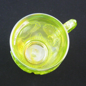 Fenton Vaseline Beaded Shell Carnival Glass Mug Limited Edition for ACGA