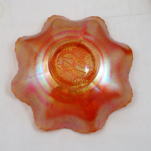 Antique Fenton Chrysanthemum Carnival Glass Ruffled Bowl