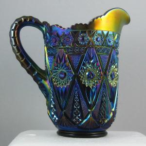 Antique Imperial Diamond Lace Purple Carnival Glass Water Pitcher