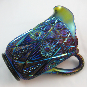 Antique Imperial Diamond Lace Purple Carnival Glass Water Pitcher