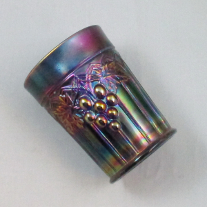 Antique Northwood Grape & Gothic Arches Blue Carnival Glass Tumbler