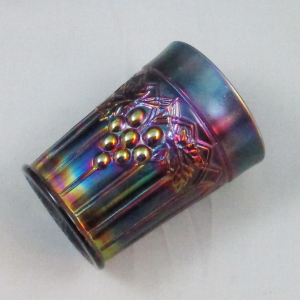 Antique Northwood Grape & Gothic Arches Blue Carnival Glass Tumbler