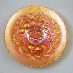 Antique Northwood Marigold Three Fruits Carnival Glass Plate