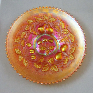 Antique Northwood Marigold Three Fruits Carnival Glass Plate